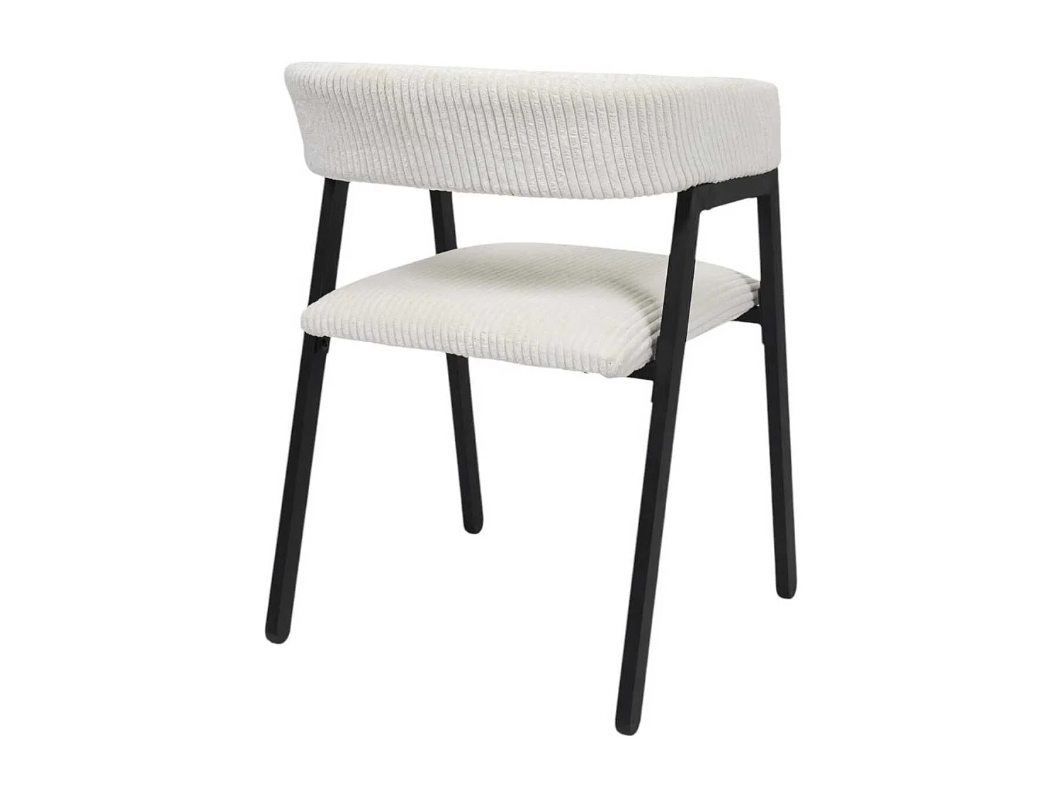 Lot de 2 fauteuils de table design en métal et velours côtelé coloris crème - AMORY