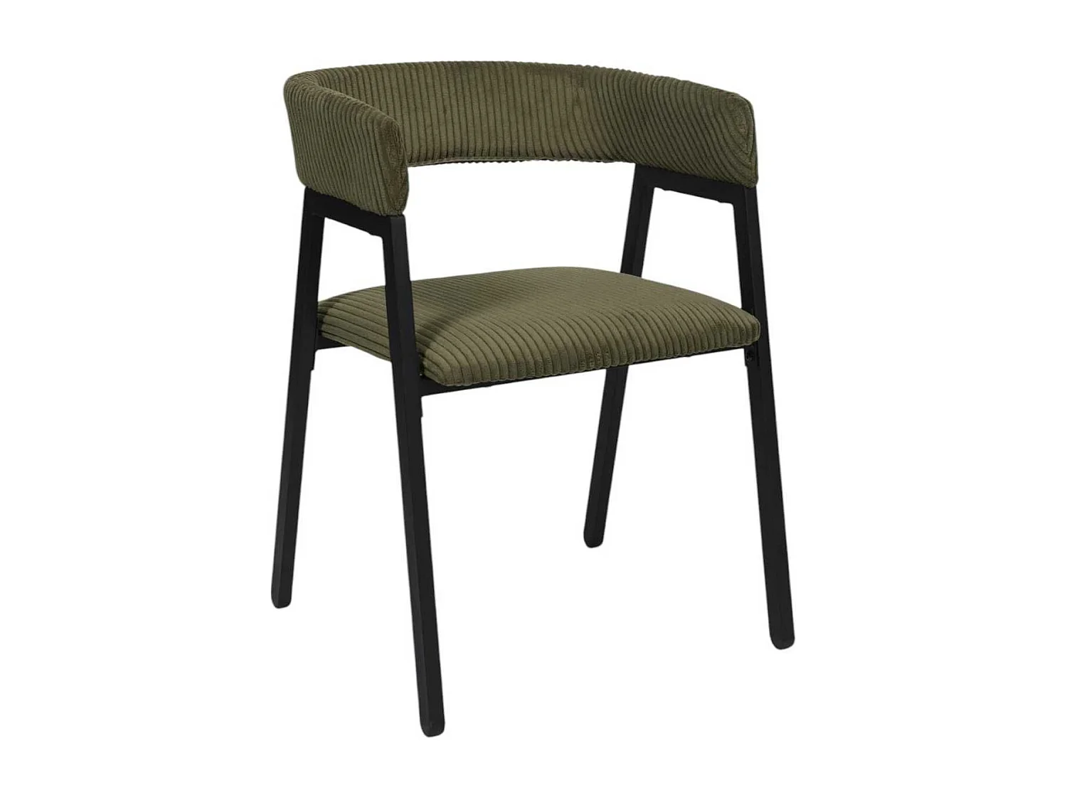 Lot de 2 fauteuils de table design en métal et velours côtelé coloris vert - AMORY