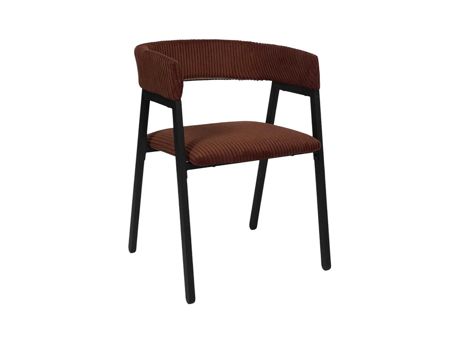 Lot de 2 fauteuils de table design en métal et velours côtelé coloris terracotta - AMORY