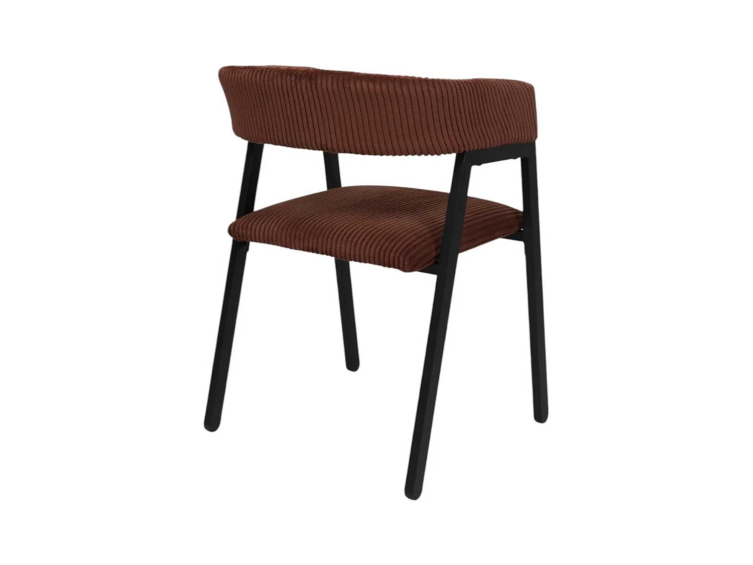 Lot de 2 fauteuils de table design en métal et velours côtelé coloris terracotta - AMORY