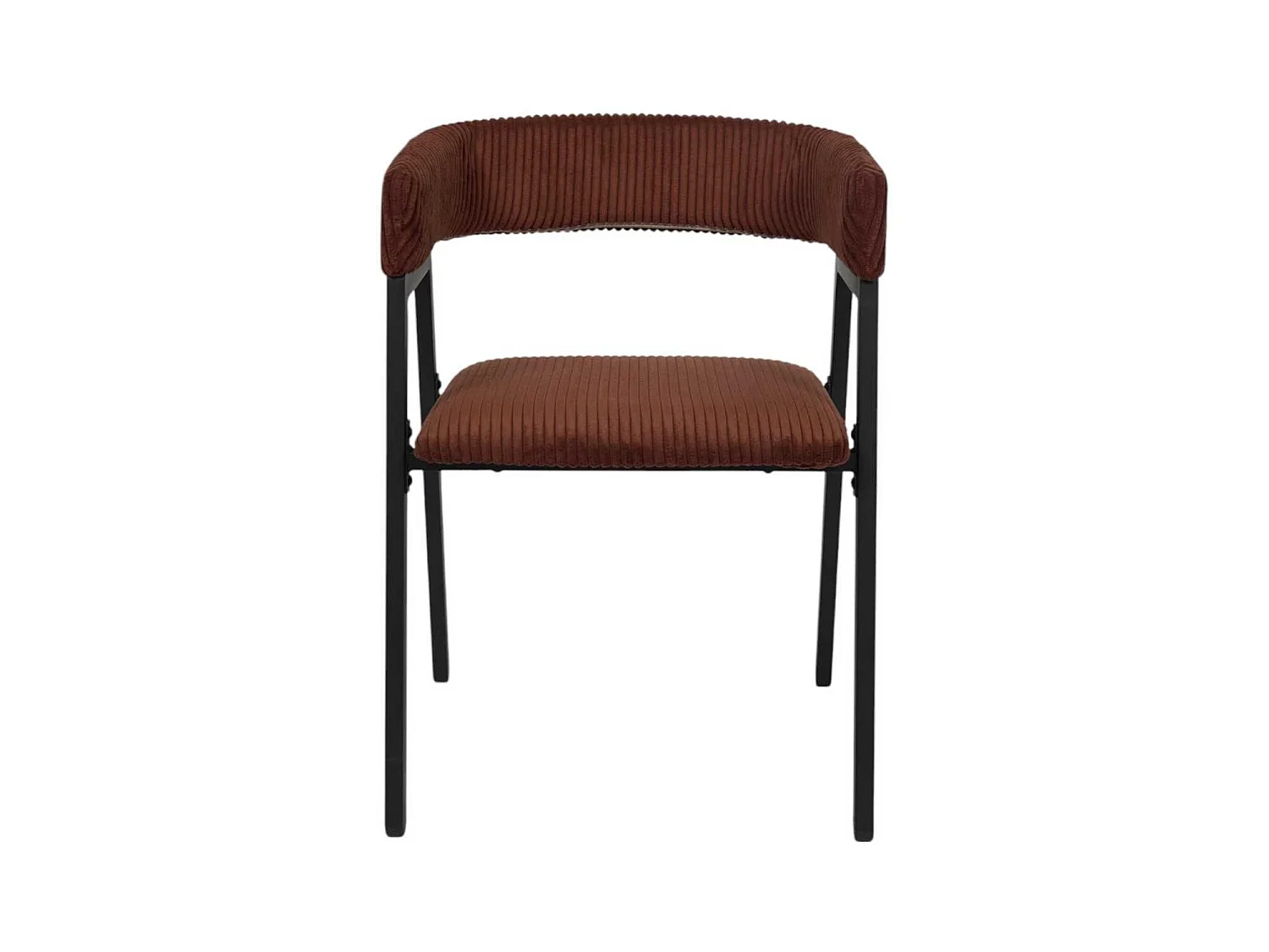 Lot de 2 fauteuils de table design en métal et velours côtelé coloris terracotta - AMORY