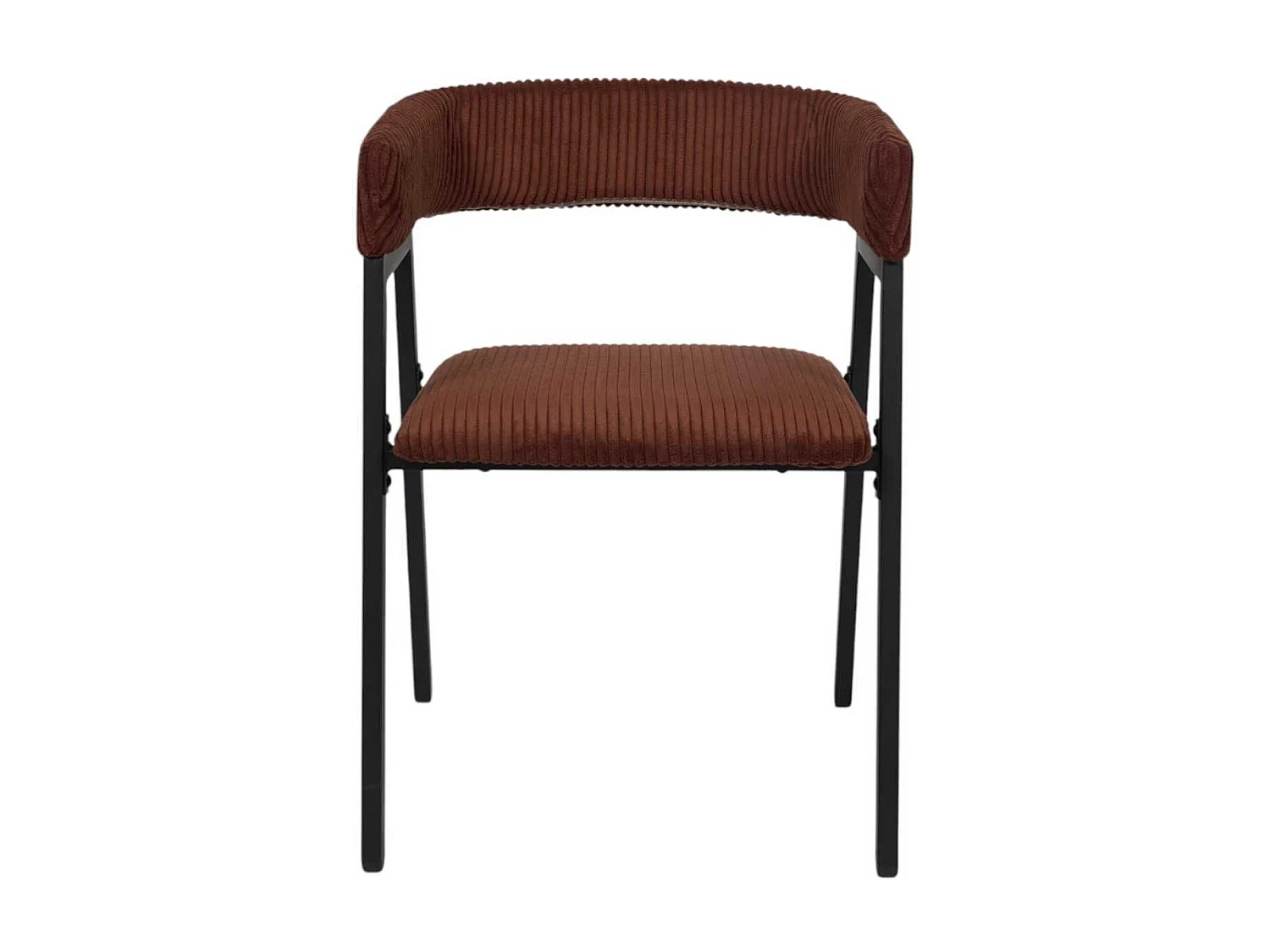 Lot de 2 fauteuils de table design en métal et velours côtelé coloris terracotta - AMORY