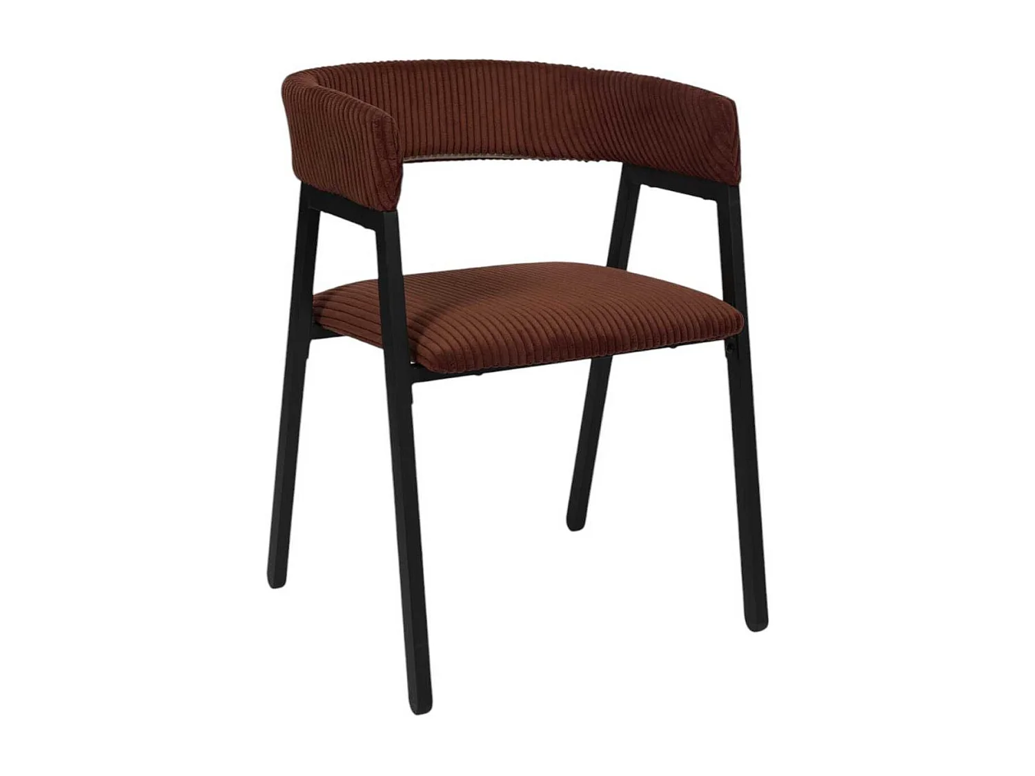 Lot de 2 fauteuils de table design en métal et velours côtelé coloris terracotta - AMORY