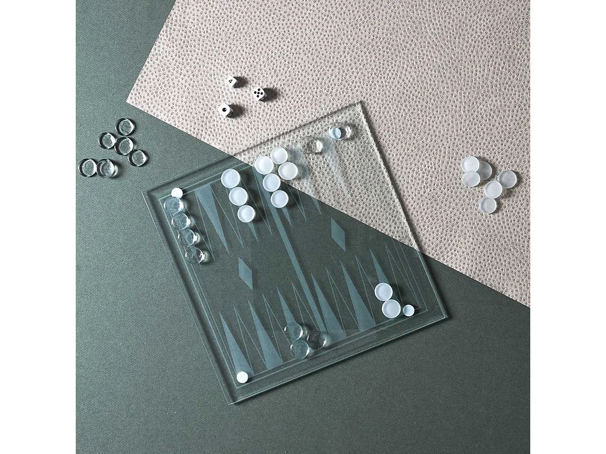 Jeu de Backgammon en Verre 25x25CM - CRYSTAL