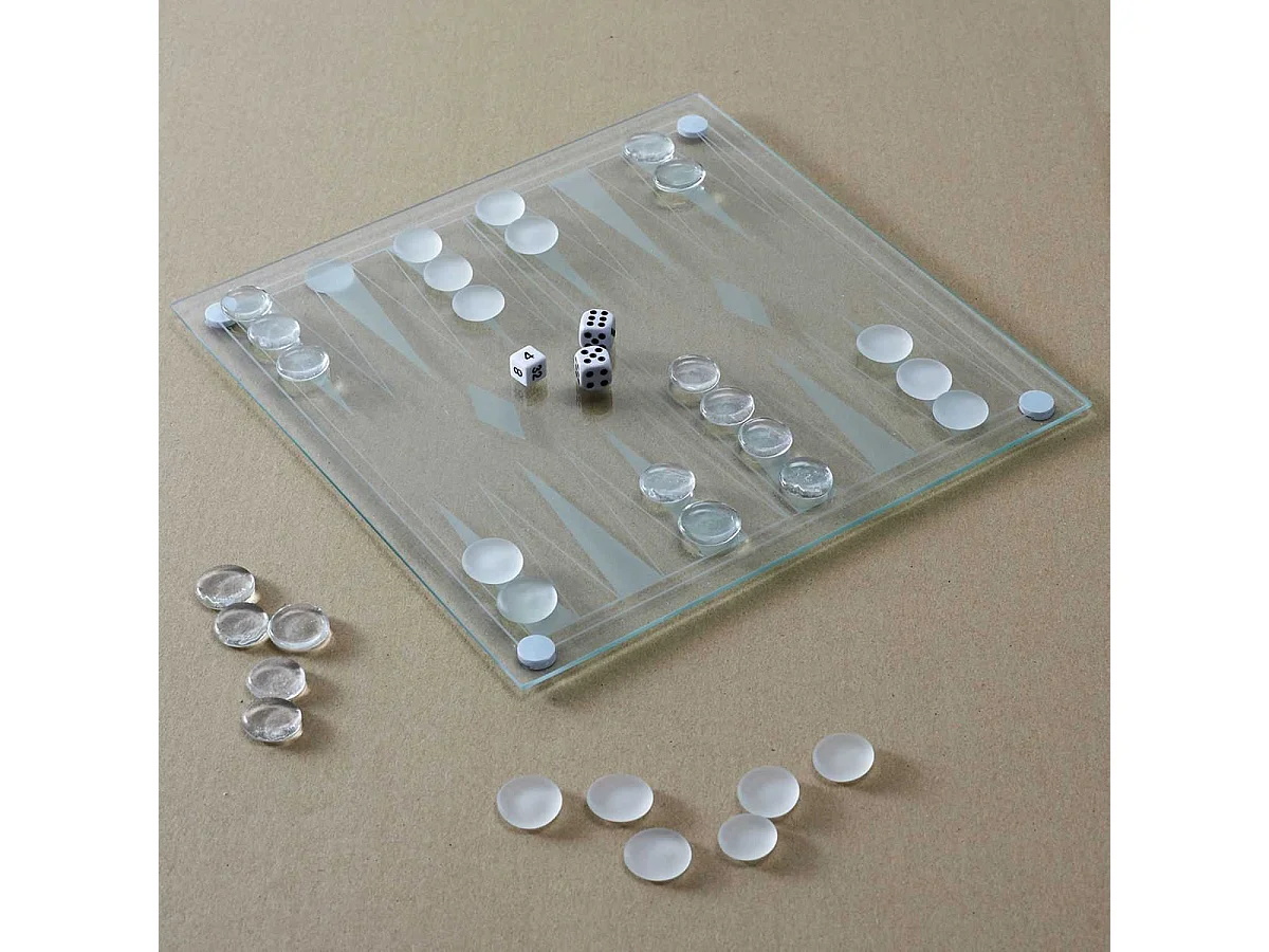 Jeu de Backgammon en Verre 25x25CM - CRYSTAL