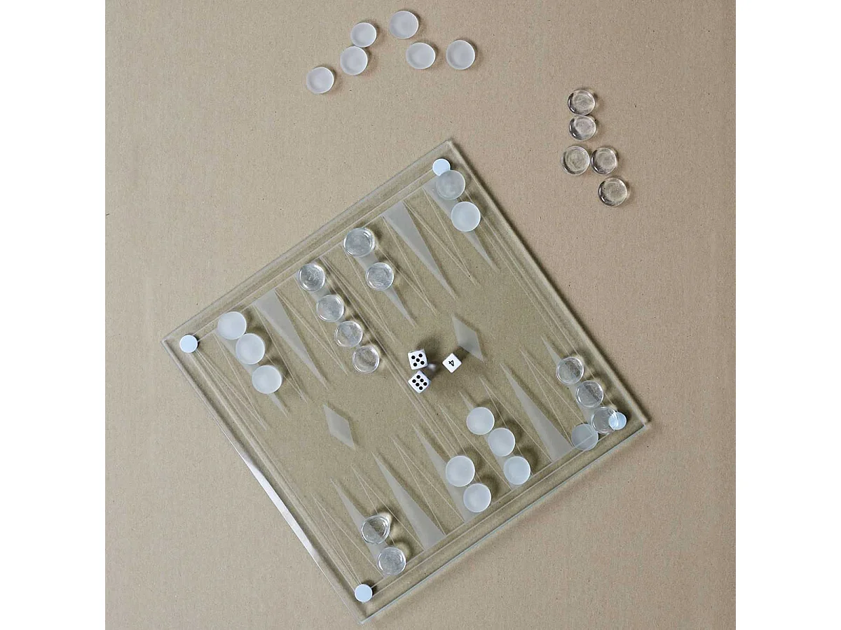 Jeu de Backgammon en Verre 25x25CM - CRYSTAL