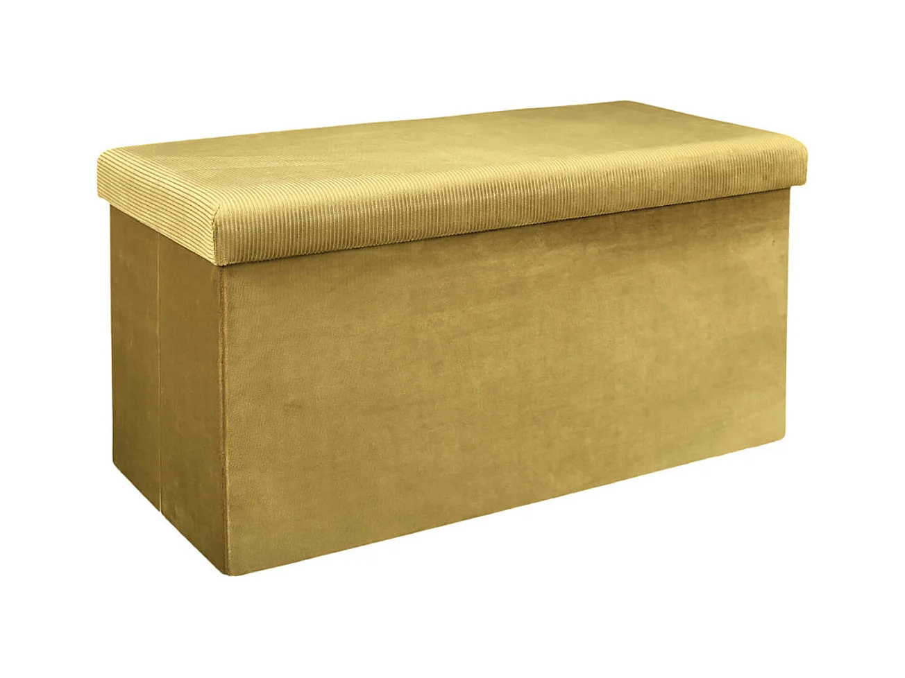 Banc Coffre Pliable en Velours Côtelé Jaune Moutarde - NEIRA