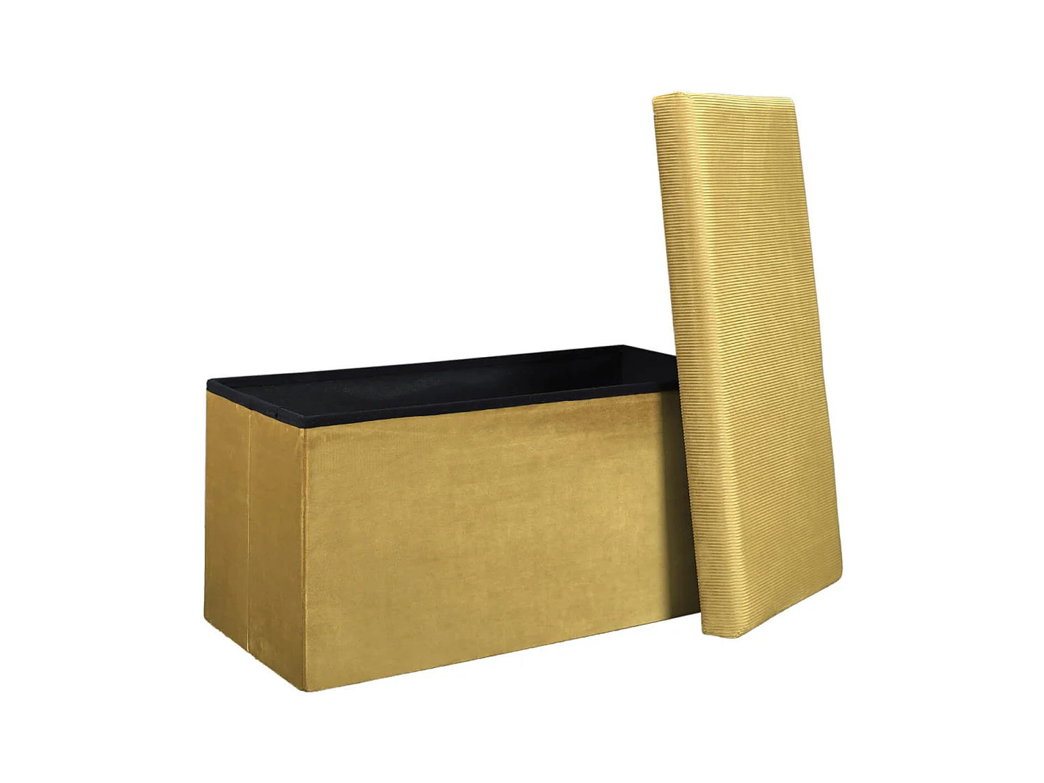 Banc Coffre Pliable en Velours Côtelé Jaune Moutarde - NEIRA