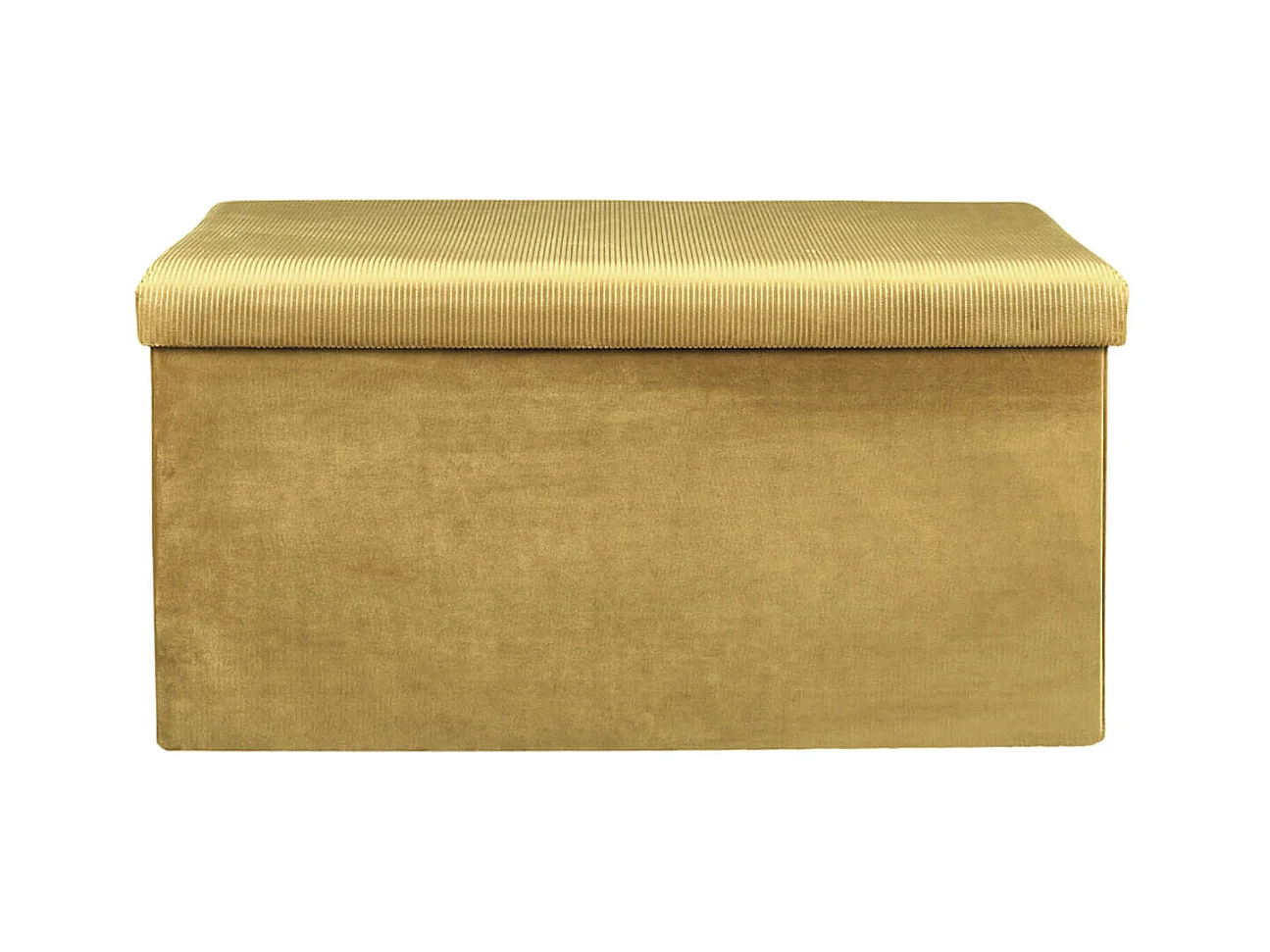 Banc Coffre Pliable en Velours Côtelé Jaune Moutarde - NEIRA