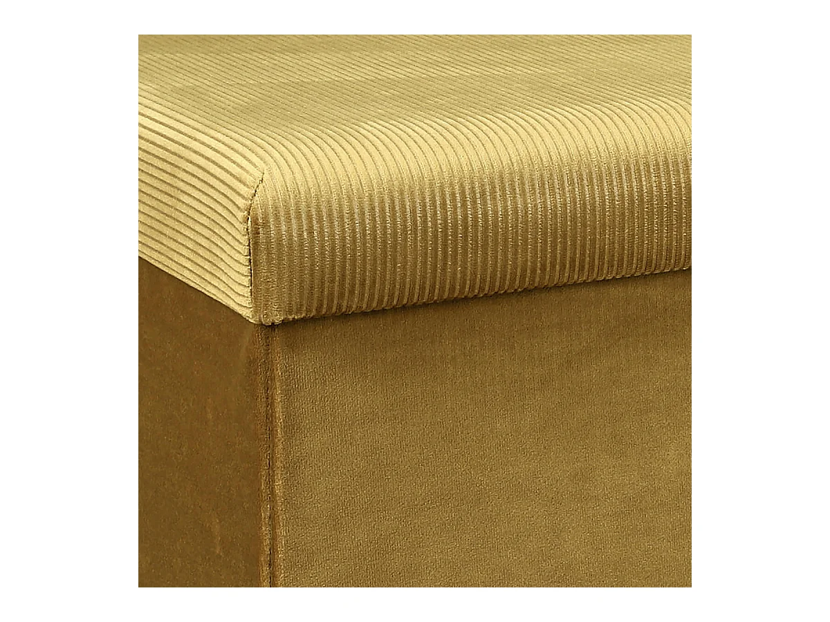 Banc Coffre Pliable en Velours Côtelé Jaune Moutarde - NEIRA