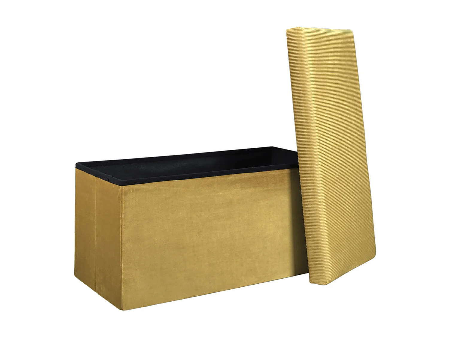 Banc Coffre Pliable en Velours Côtelé Jaune Moutarde - NEIRA