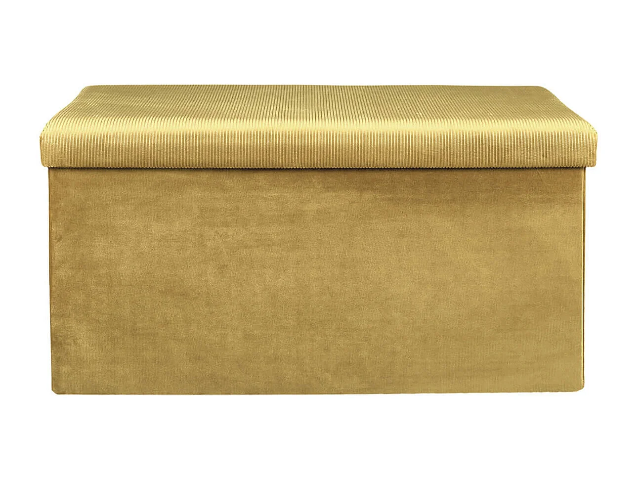 Banc Coffre Pliable en Velours Côtelé Jaune Moutarde - NEIRA