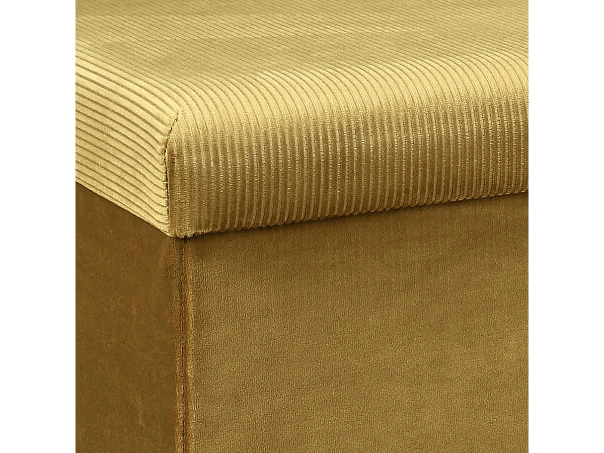 Banc Coffre Pliable en Velours Côtelé Jaune Moutarde - NEIRA