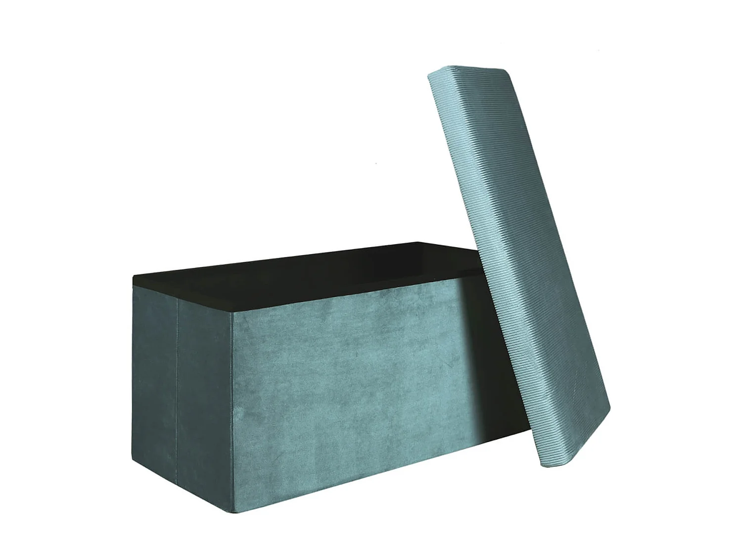 Banc Coffre Pliable en Velours Côtelé Bleu Canard - NEIRA