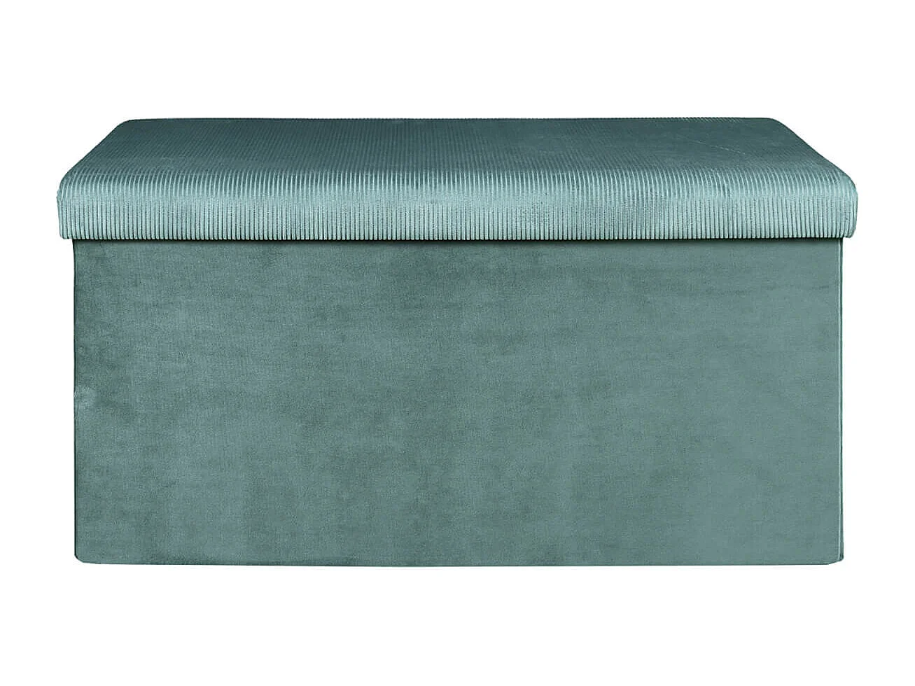 Banc Coffre Pliable en Velours Côtelé Bleu Canard - NEIRA