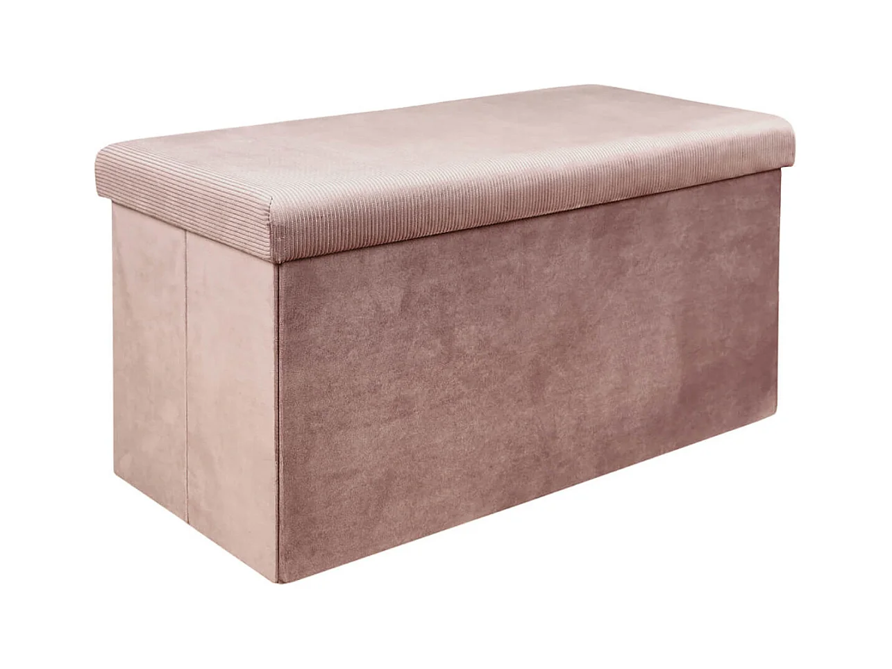 Banc Coffre Pliable en Velours Côtelé Rose - NEIRA