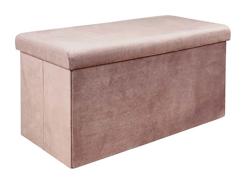 Banc Coffre Pliable en Velours Côtelé Rose - NEIRA