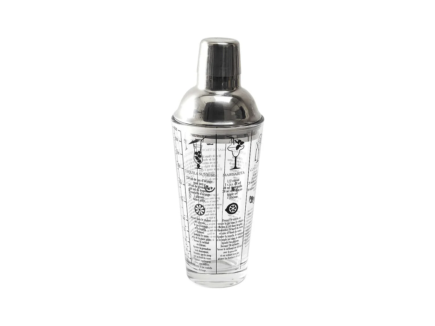 Shaker en Verre avec Recettes Imprimées 450 ml