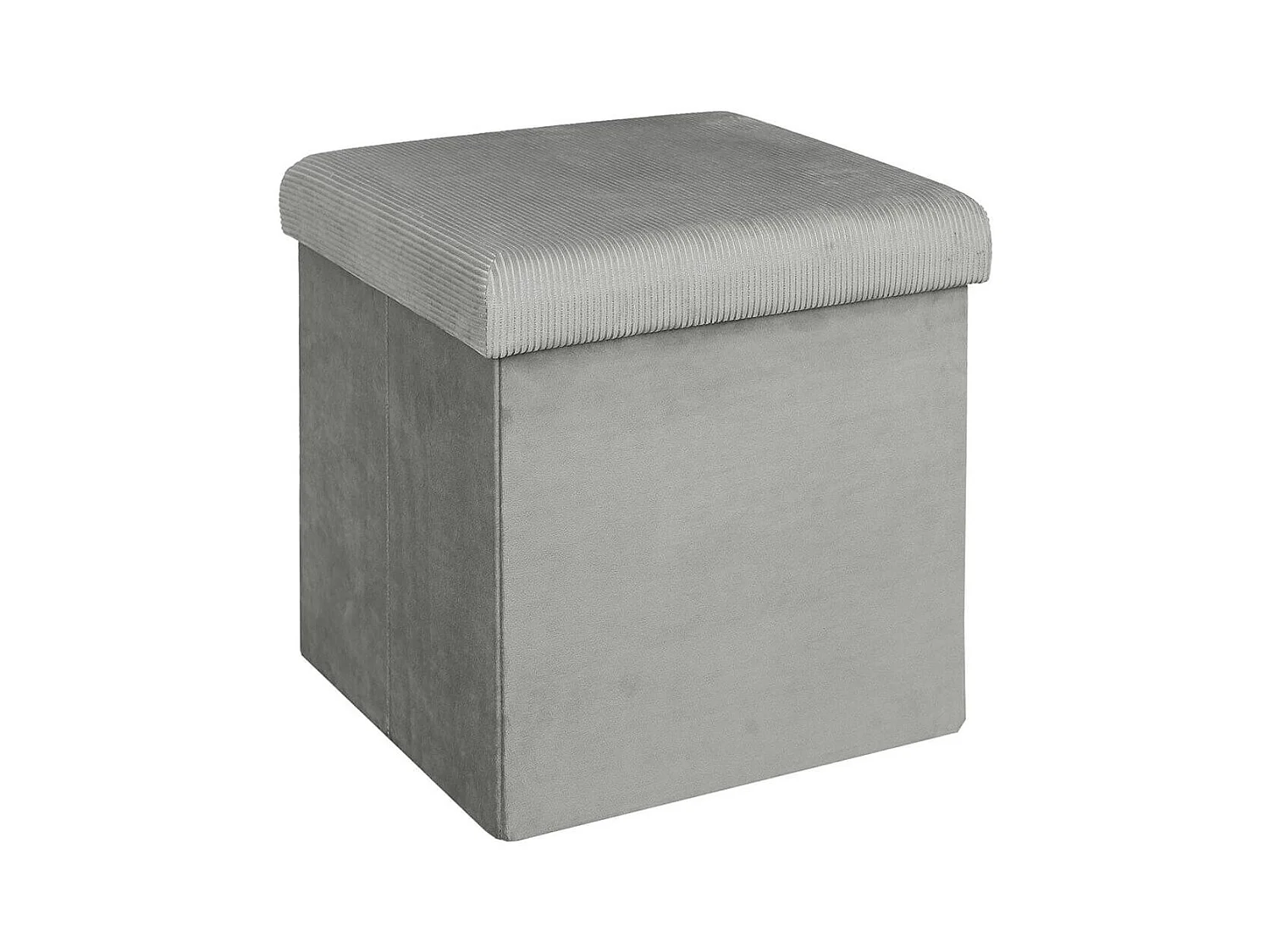 Pouf Coffre Pliable en Velours Côtelé Gris - NEIRA