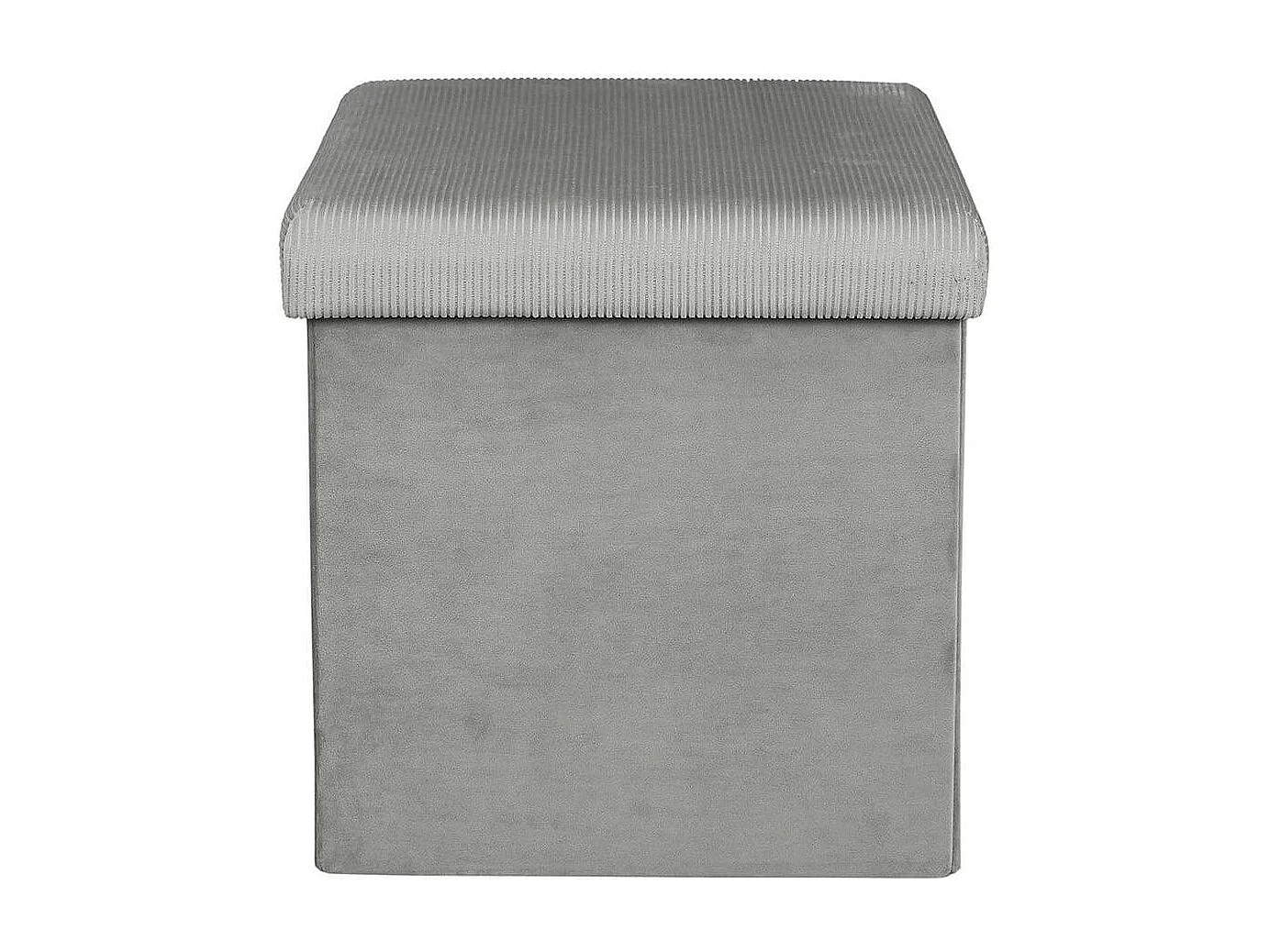 Pouf Coffre Pliable en Velours Côtelé Gris - NEIRA