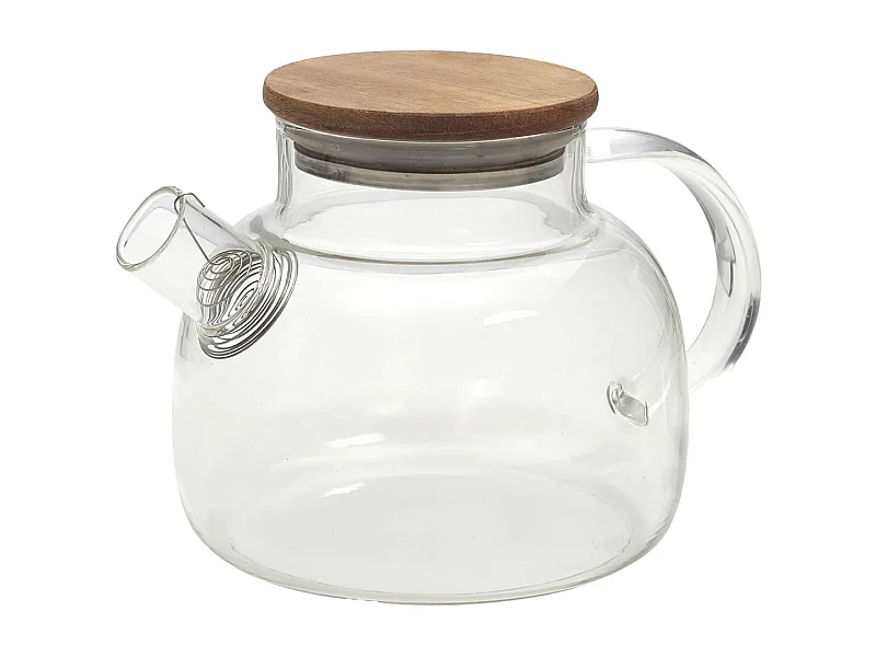 Théière 90cL en Verre et Acacia Massif avec Filtre - TISSA