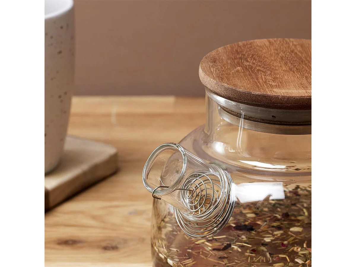 Théière 90cL en Verre et Acacia Massif avec Filtre - TISSA