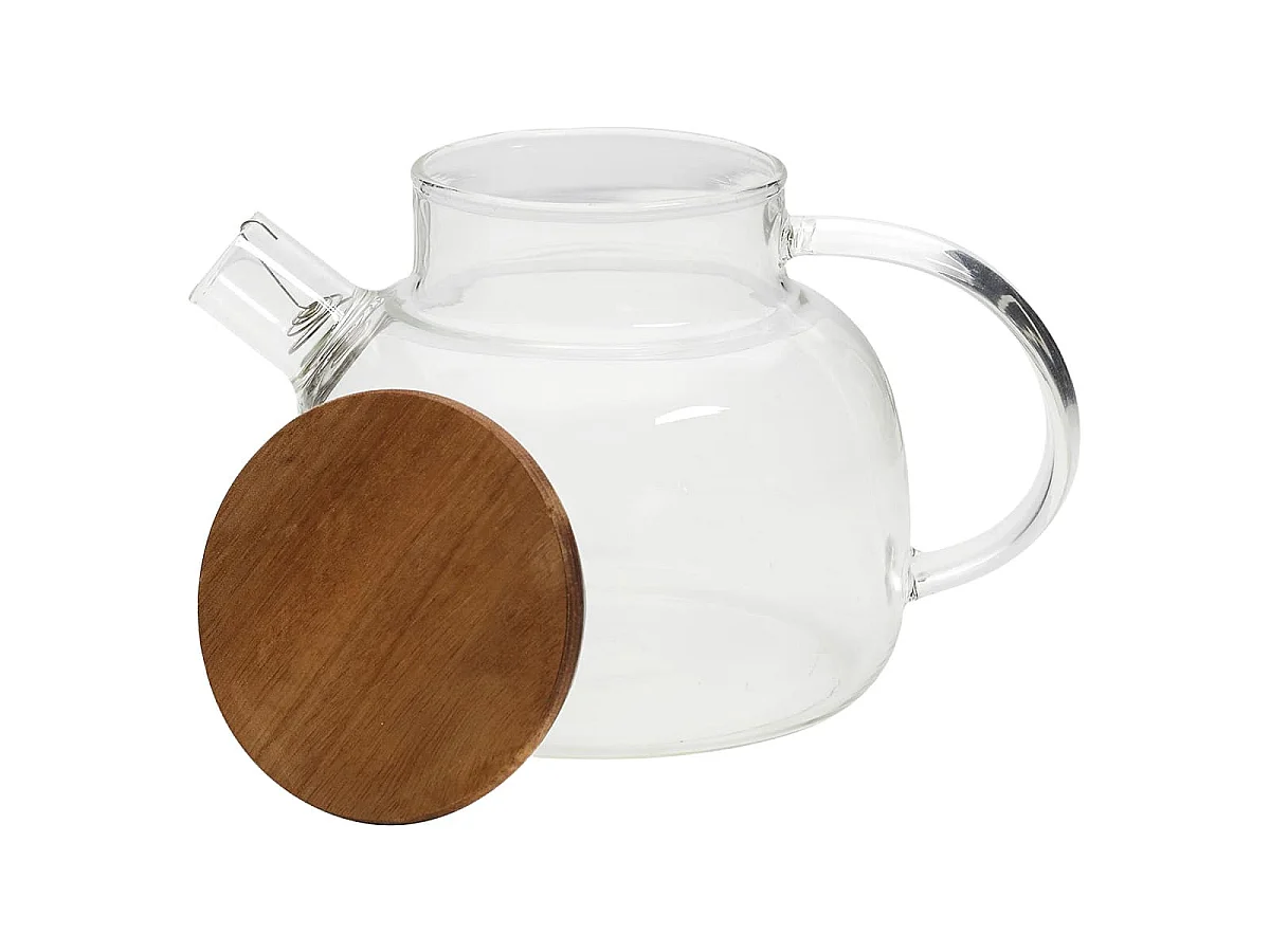 Théière 90cL en Verre et Acacia Massif avec Filtre - TISSA