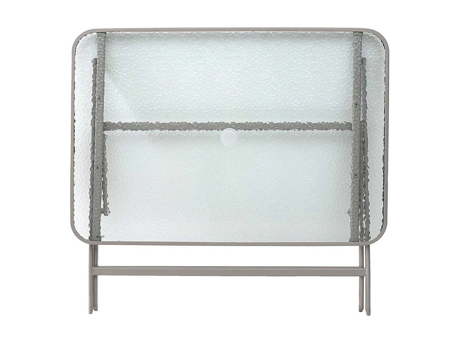 Table pliante en métal beige et plateau en verre trempé - CHRISTINA