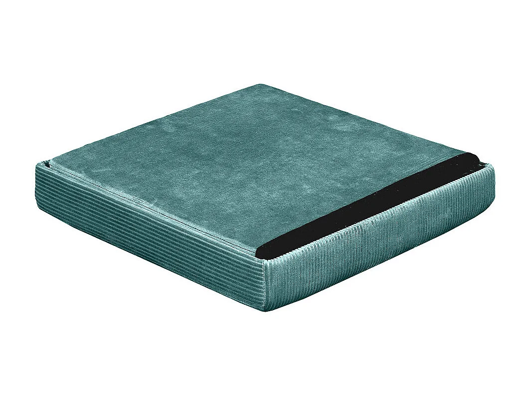 Pouf Coffre Pliable en Velours Côtelé Bleu Canard - NEIRA