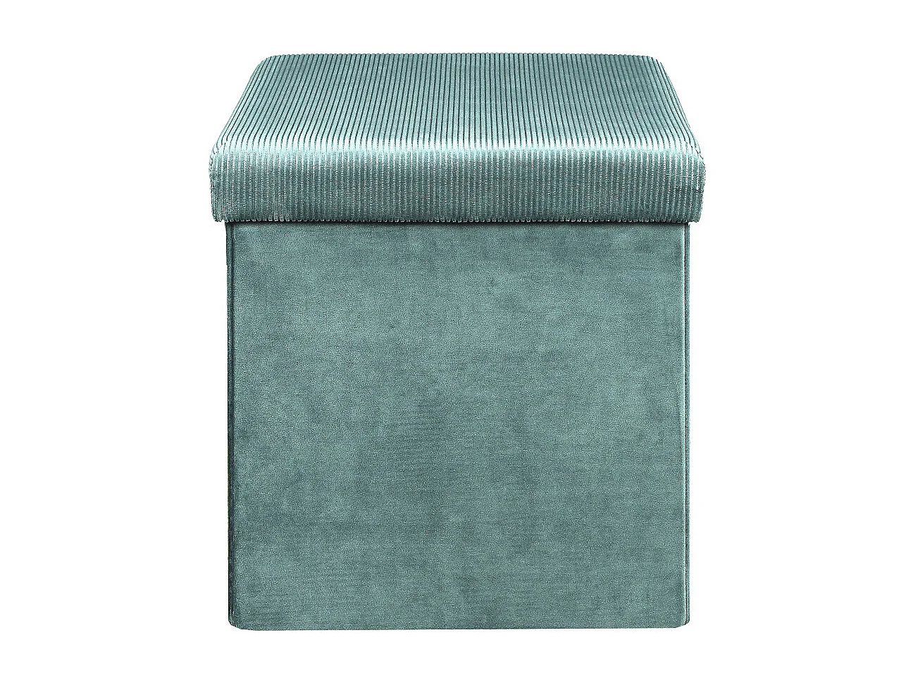 Pouf Coffre Pliable en Velours Côtelé Bleu Canard - NEIRA