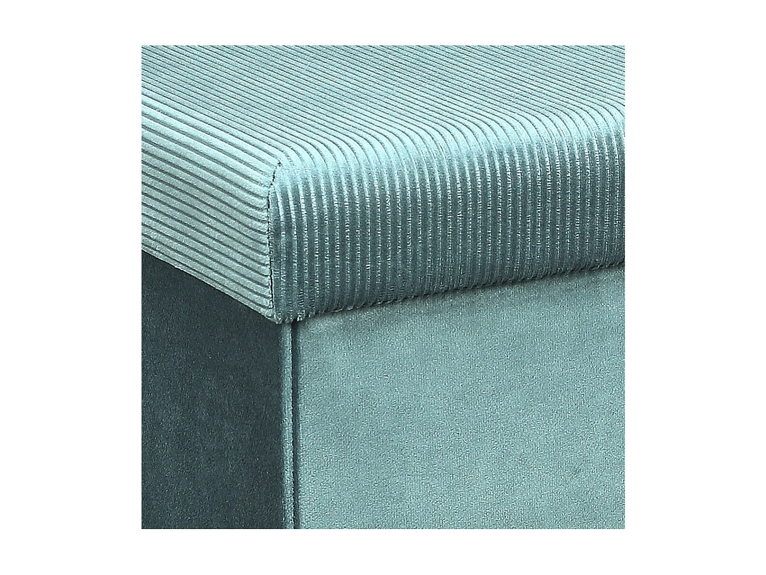 Pouf Coffre Pliable en Velours Côtelé Bleu Canard - NEIRA