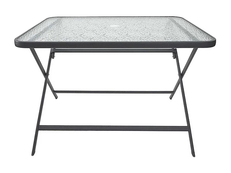 Table pliante en métal anthracite et plateau en verre trempé - CHRISTINA