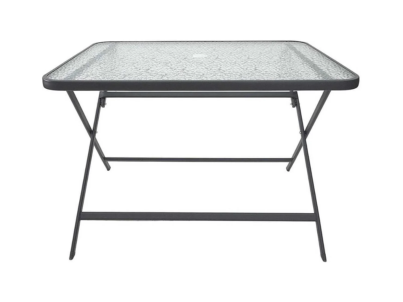 Table pliante en métal anthracite et plateau en verre trempé - CHRISTINA