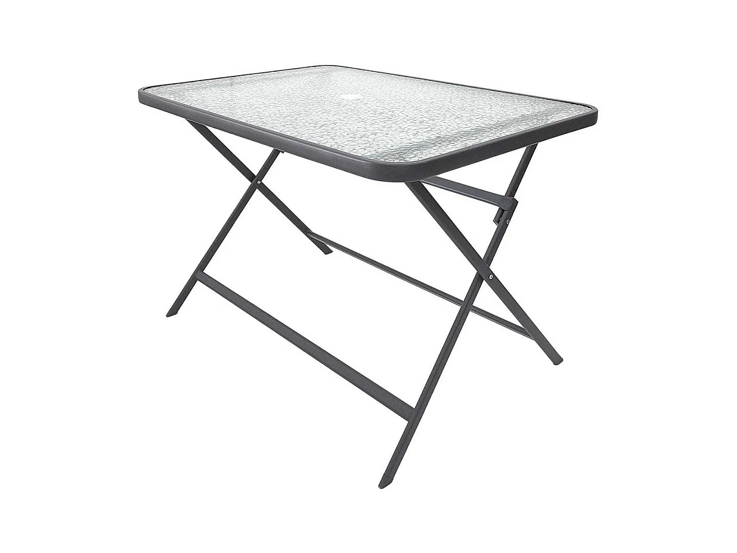 Table pliante en métal anthracite et plateau en verre trempé - CHRISTINA