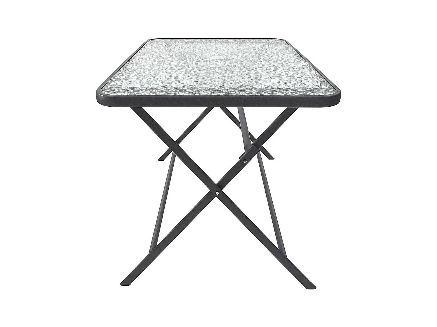 Table pliante en métal anthracite et plateau en verre trempé - CHRISTINA