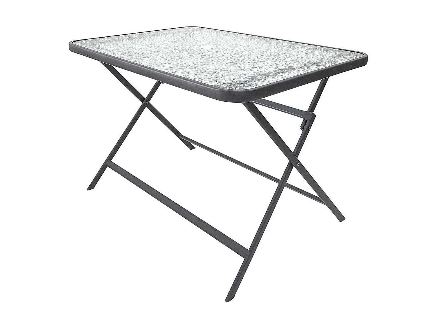Table pliante en métal anthracite et plateau en verre trempé - CHRISTINA