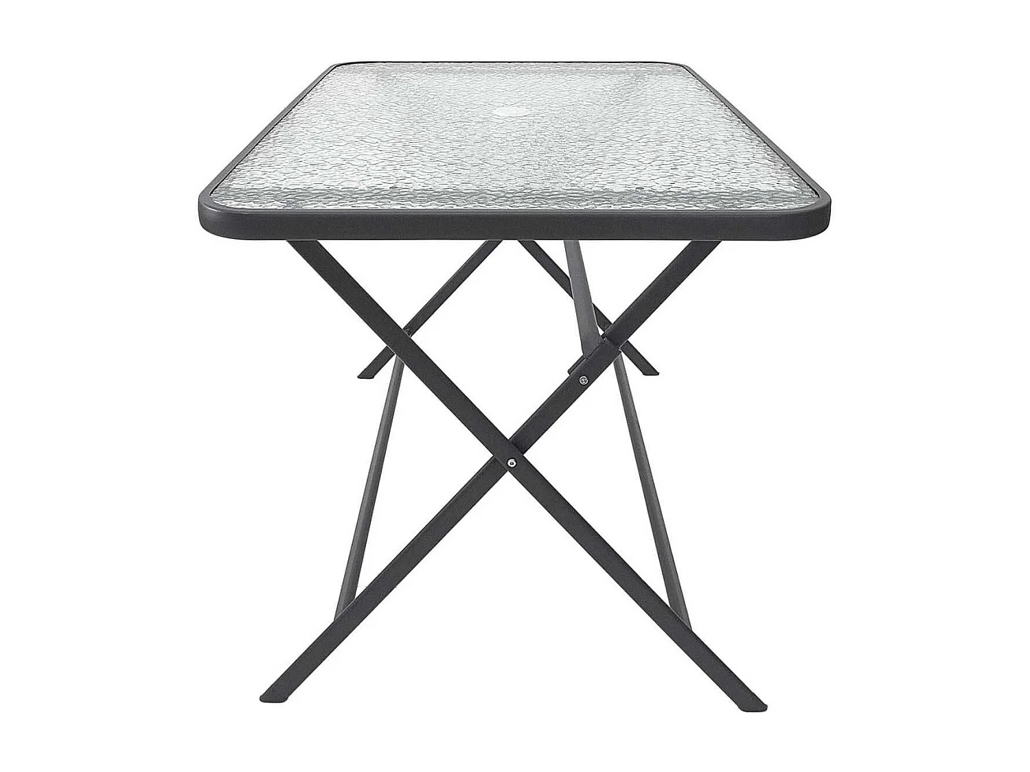 Table pliante en métal anthracite et plateau en verre trempé - CHRISTINA
