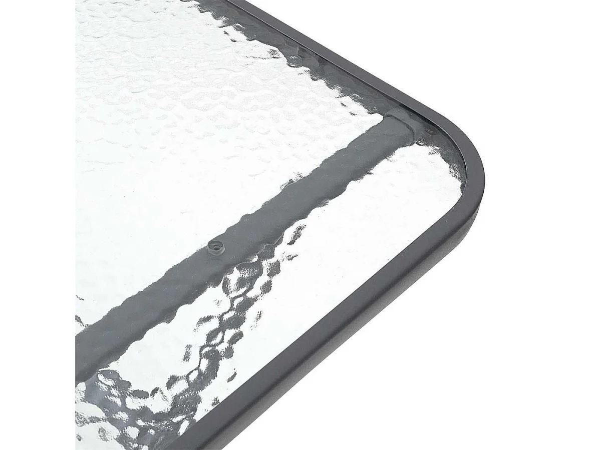 Table pliante en métal anthracite et plateau en verre trempé - CHRISTINA