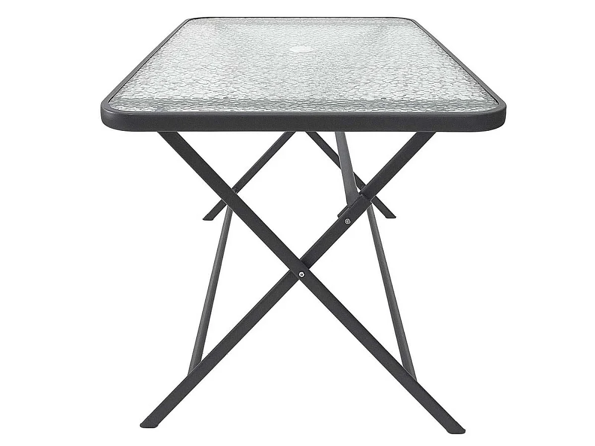 Table pliante en métal anthracite et plateau en verre trempé - CHRISTINA