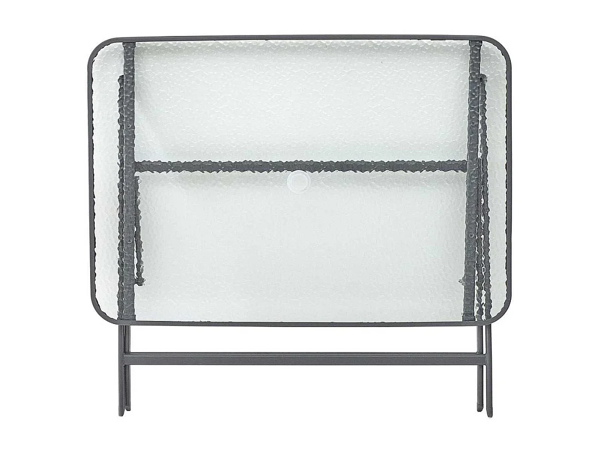 Table pliante en métal anthracite et plateau en verre trempé - CHRISTINA