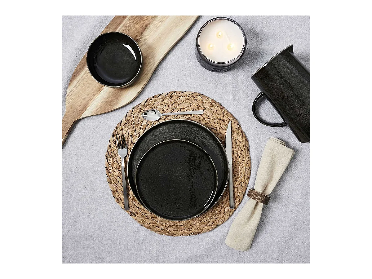 Pichet à Eau 1,5L en Grès Noir Brillant - WARM