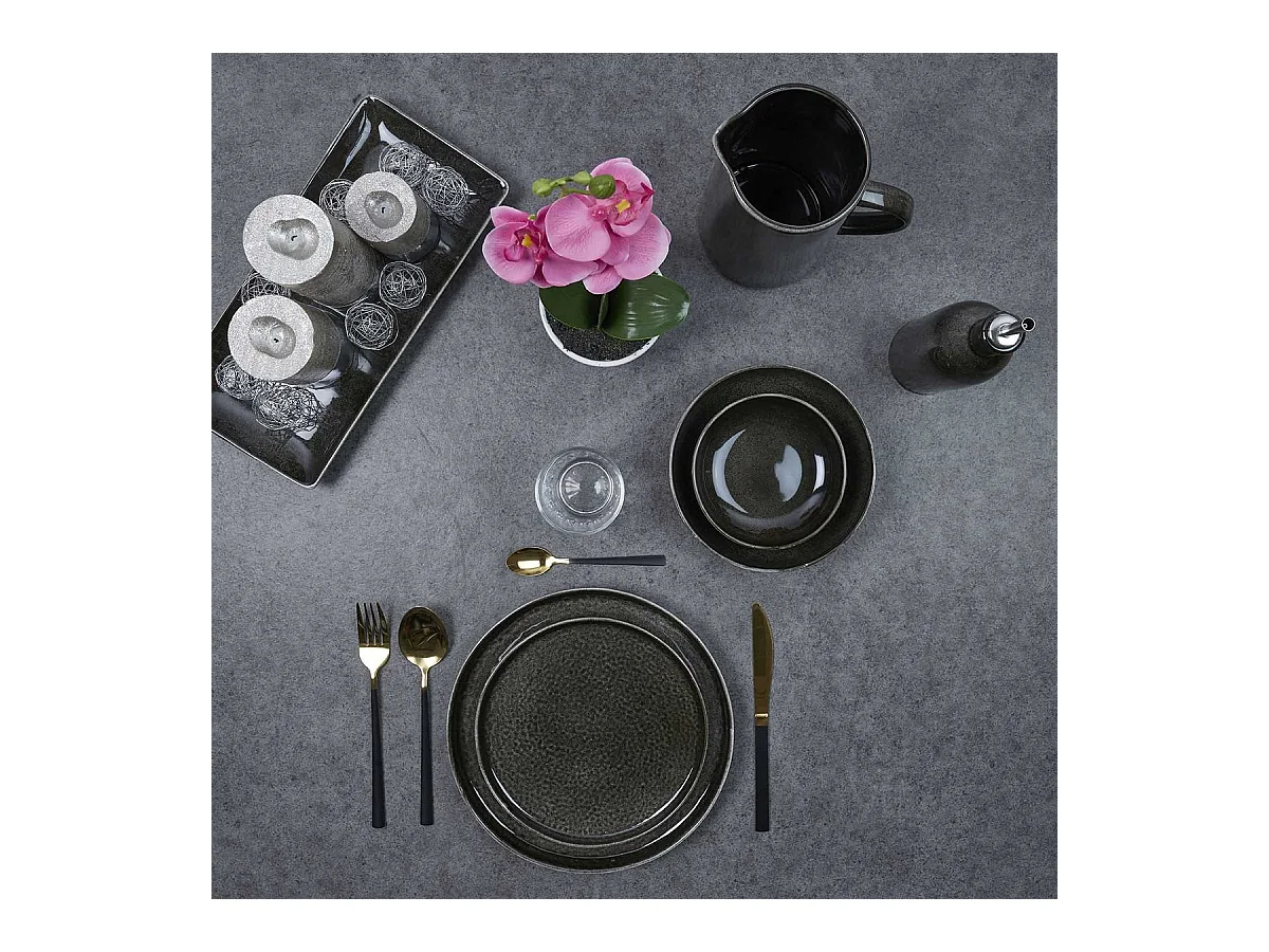 Pichet à Eau 1,5L en Grès Noir Brillant - WARM