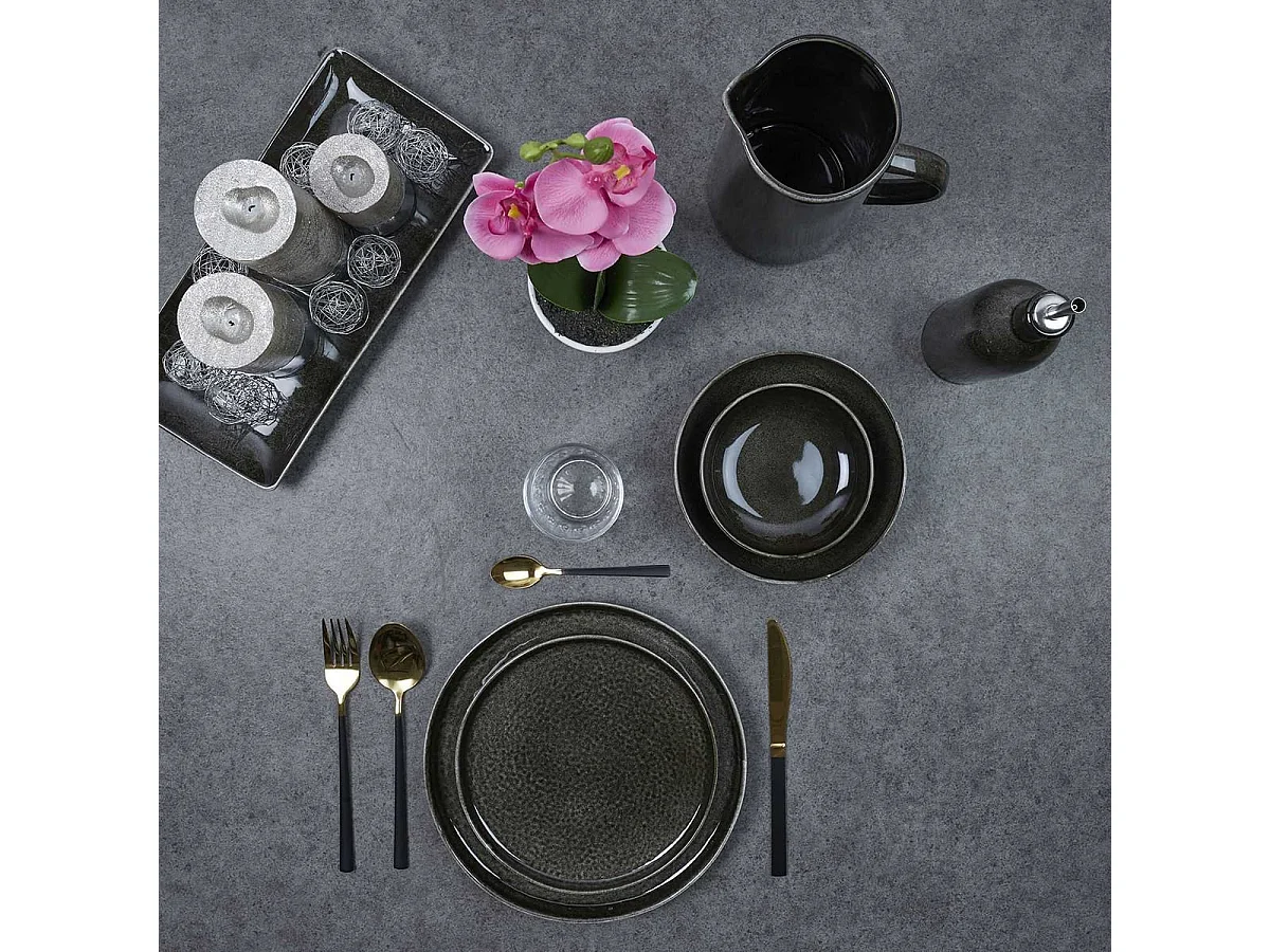 Pichet à Eau 1,5L en Grès Noir Brillant - WARM