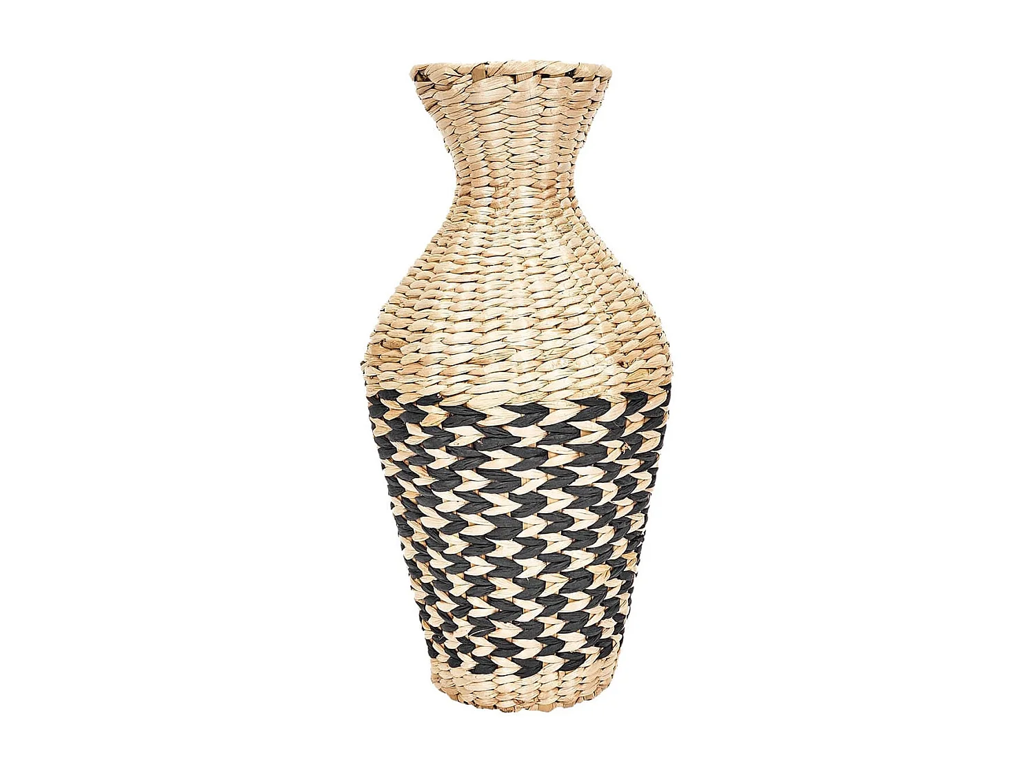 Jarre Tressée en Rotin Coloris Naturel et Noir - LEVAN
