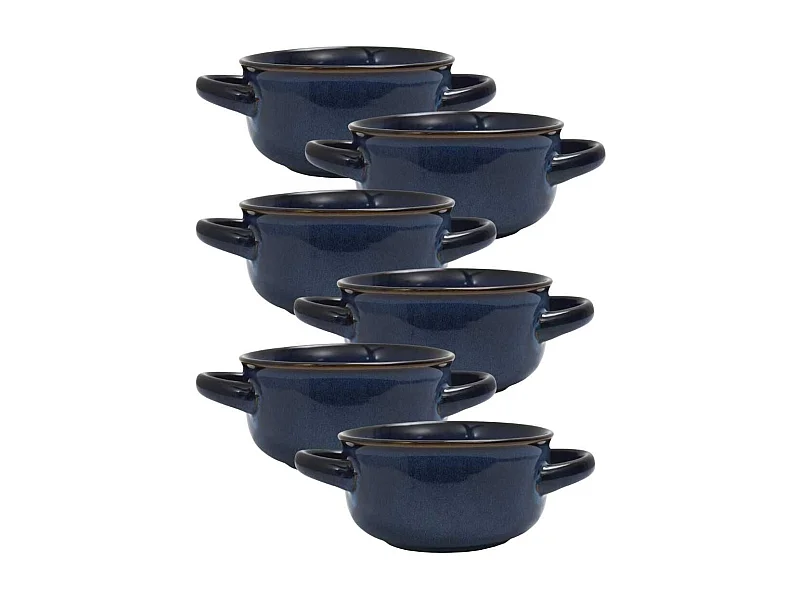 Set de 6 bols à soupe en Grés du Temps bleu (60ml)