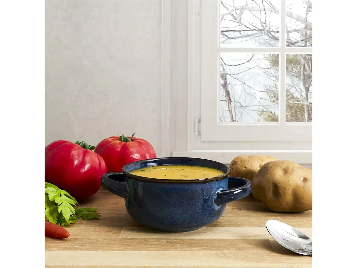 Set de 6 bols à soupe en Grés du Temps bleu (60ml)
