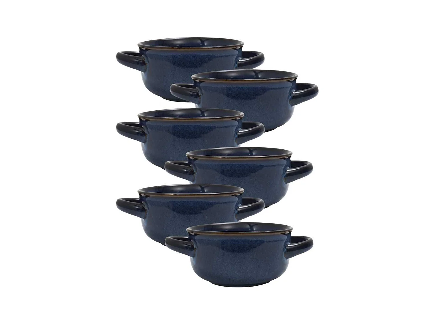Set de 6 bols à soupe en Grés du Temps bleu (60ml)