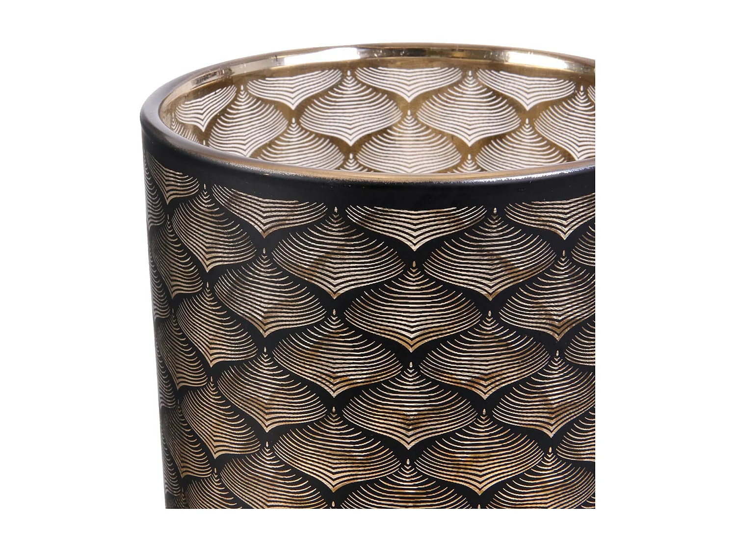 Vase Cylindrique en Verre Noir et Cuivre à Motifs - MAURY