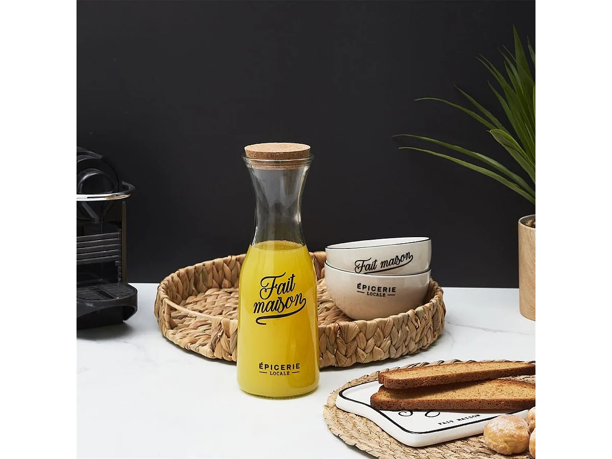 Carafe bistrot 1L en verre avec couvercle en liège