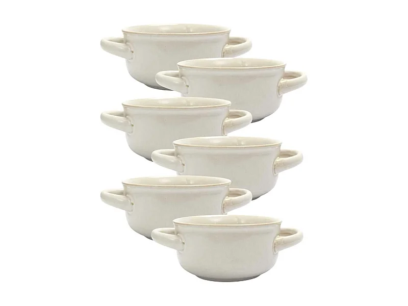 Set de 6 bols à soupe en Grés du Temps beige (60ml)